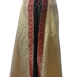 Gold Catholic Priest Cope - Ceremonial Vestment with Red Cross Orphrey