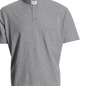 Grey Priest Clergy Shirt - Short Sleeve Casual Tab Collar Polo Gown