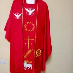 Red Catholic Priest Chasuble - Liturgical Vestment for Mass