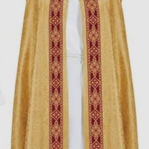 Gold Catholic Priestly Cope - Ceremonial Brocade Vestment for Benediction