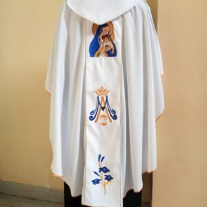 White Catholic Priestly Chasuble - Marian Vestment for Feasts of the Blessed Virgin Mary