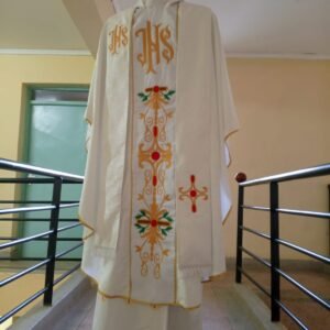 White Priestly Catholic Priestly Chasuble - Liturgical Vestment For Christmas & Easter
