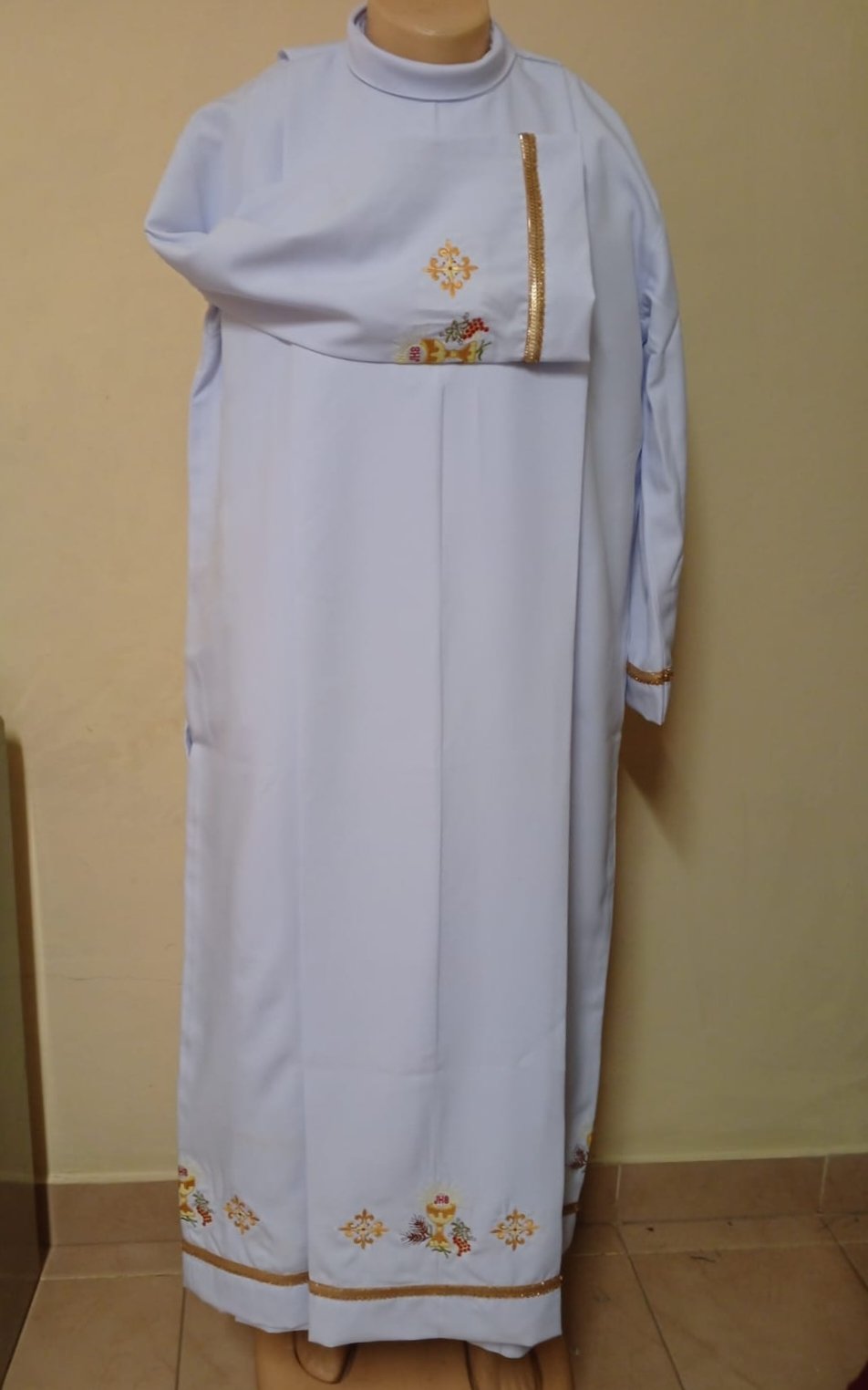 White Clergy Alb - Liturgical Vestment Gown for Priests and Deacons