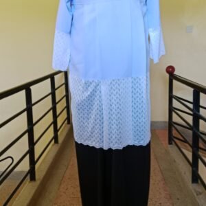 Black Cassock with White Lace-Trimmed Surplice