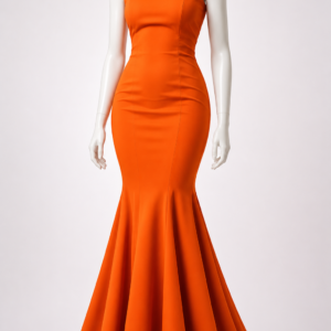 Women's Burnt Orange Sleeveless Mermaid Maxi Dress