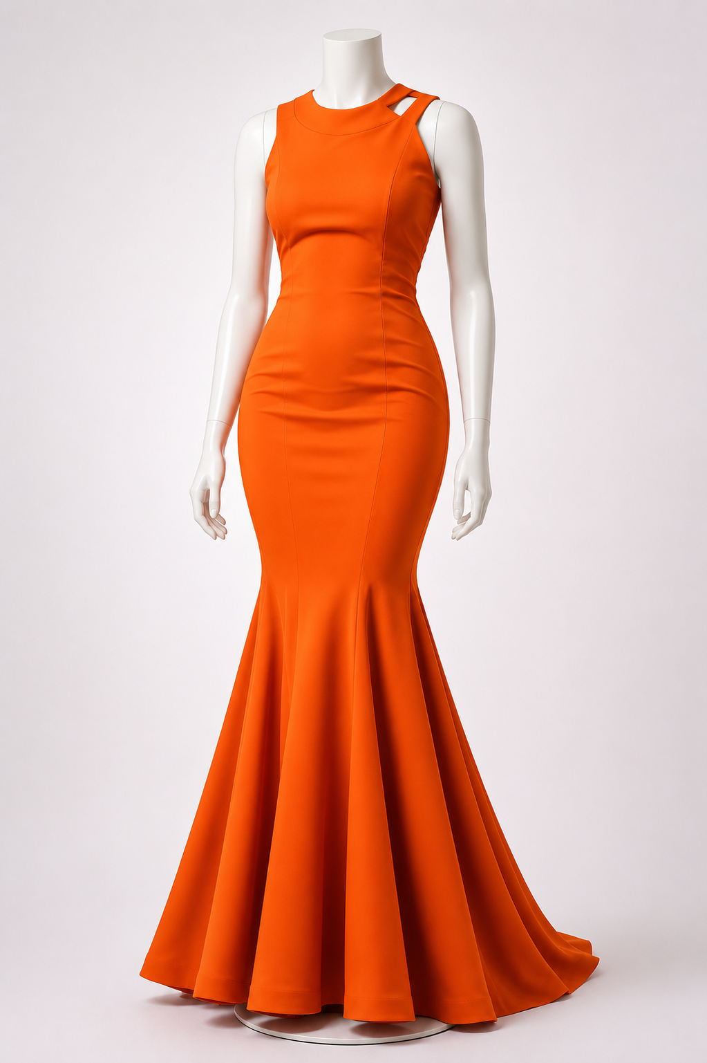Women's Burnt Orange Sleeveless Mermaid Maxi Dress