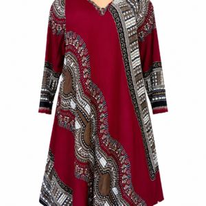 Premium Women's African Heritage Print A-Line Midi Dress