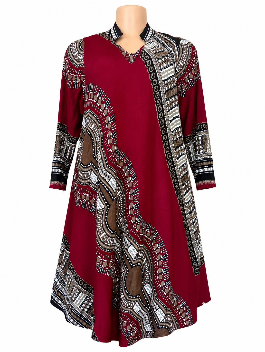 Premium Women's African Heritage Print A-Line Midi Dress