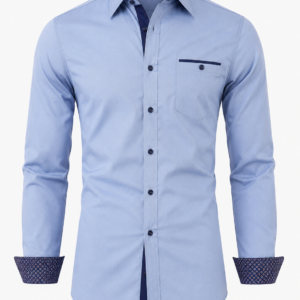 Men's Classic Long-Sleeve Cotton Shirt – Sky Blue