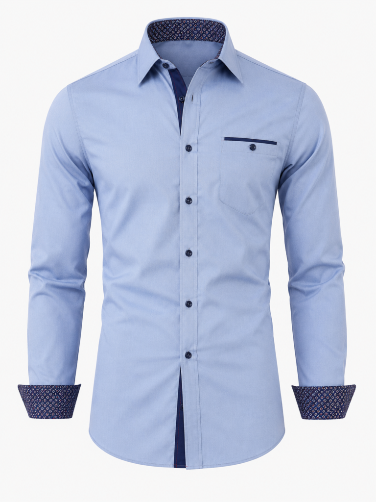 Men's Classic Long-Sleeve Cotton Shirt – Sky Blue