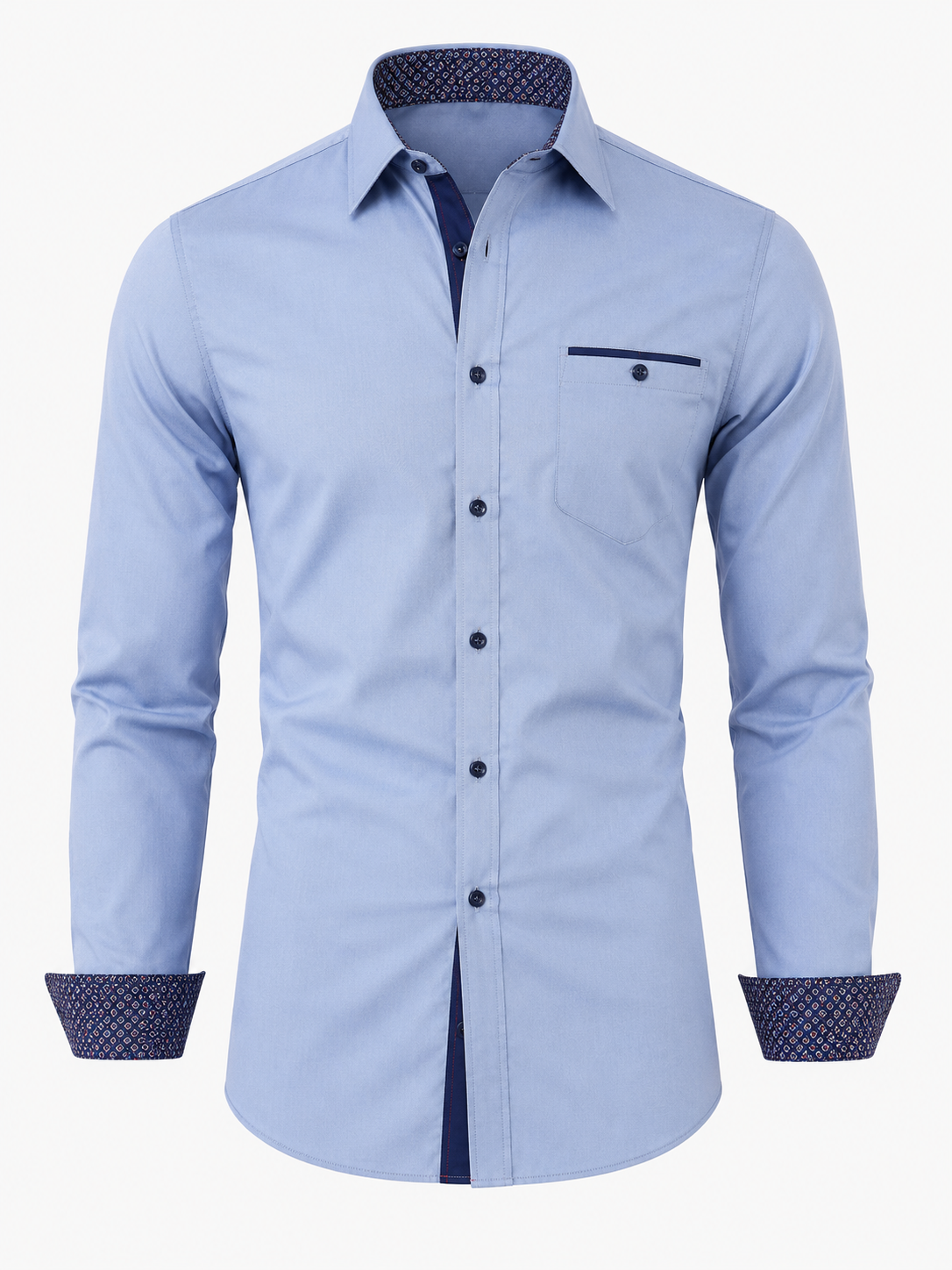 Men's Classic Long-Sleeve Cotton Shirt – Sky Blue