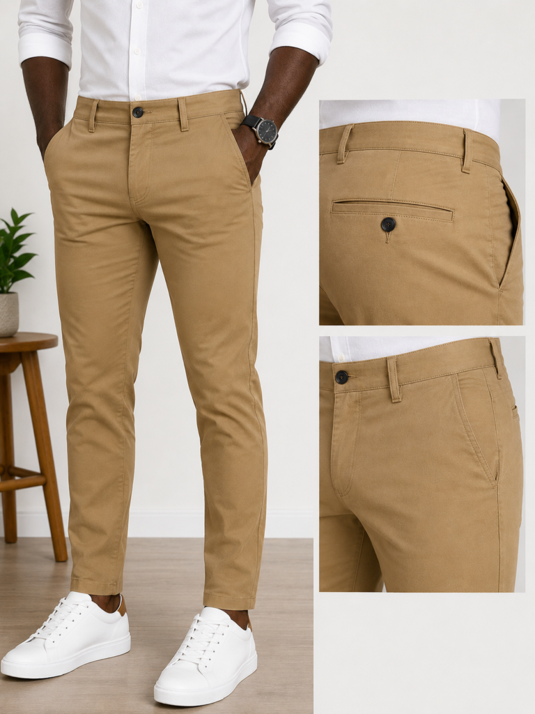 Men's Classic Khaki Chino Trousers