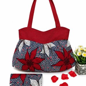 Ruby Blossom Handmade Tote Bag & Matching Wallet Set