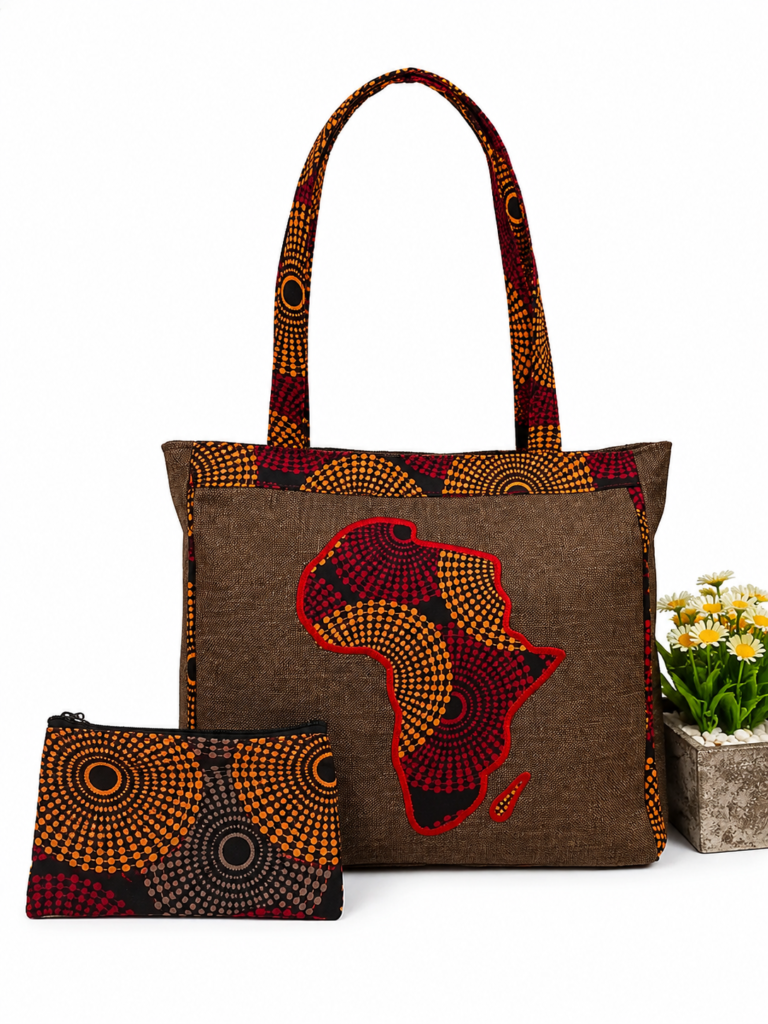 AfriMap Heritage Tote Bag & Matching Pouch Set