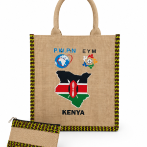 Kenya Heritage Jute Tote Bag & Matching Pouch Set