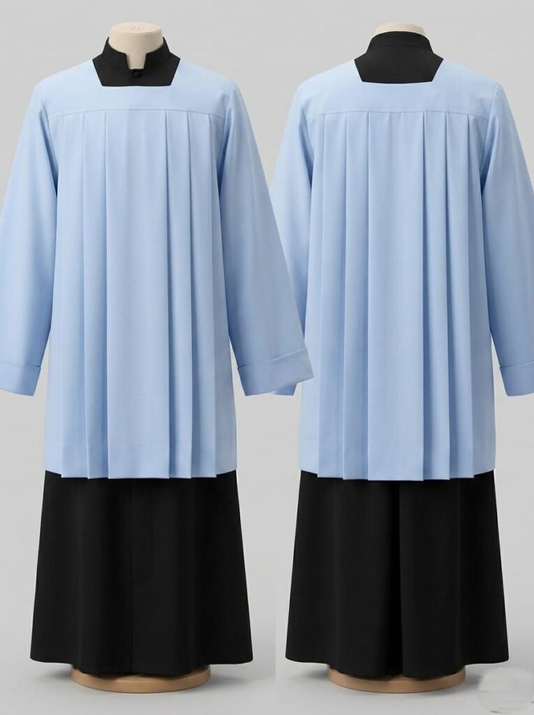 Black Cassock with White Pleated Surplice