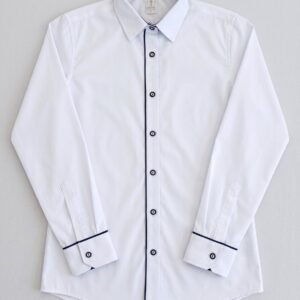 Classic Piped Corporate Shirt – White/Navy