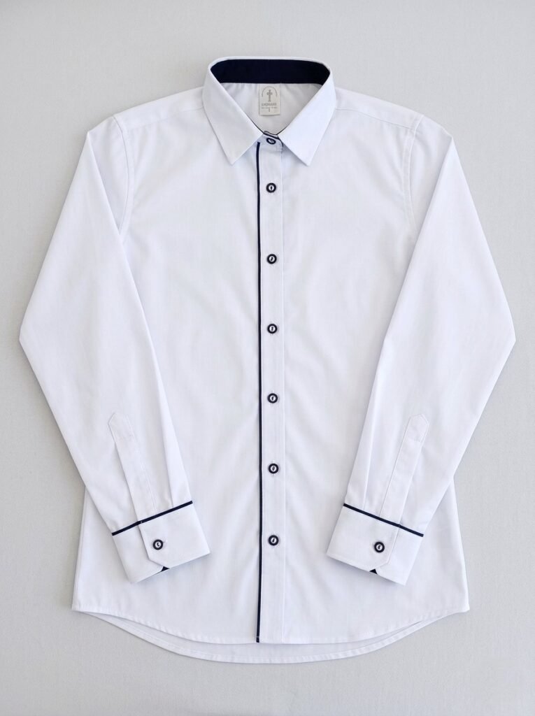 Classic Piped Corporate Shirt – White/Navy